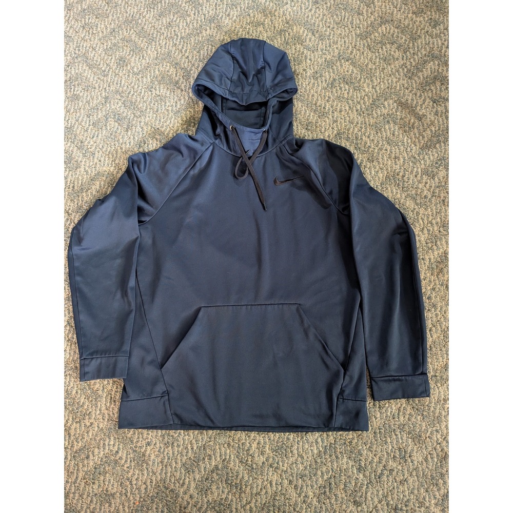 Nike Dri-FIT Mens Navy Blue Pullover Hoodie Fleece Lined 828671-451 Size Medium